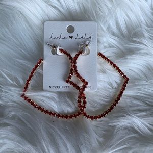 Rhinestone Red Heart Earrings